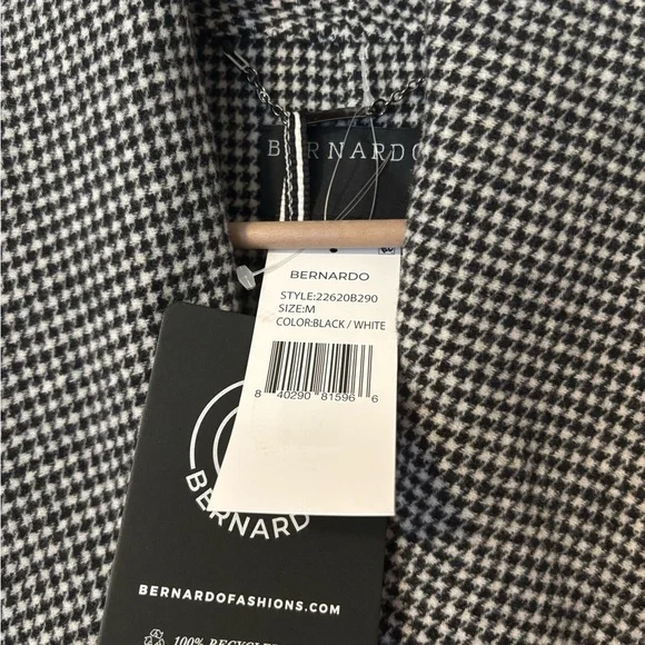 🤍 Bernardo Houndstooth Longline Coat – NWT, Size M 🖤 - Picture 6 of 9